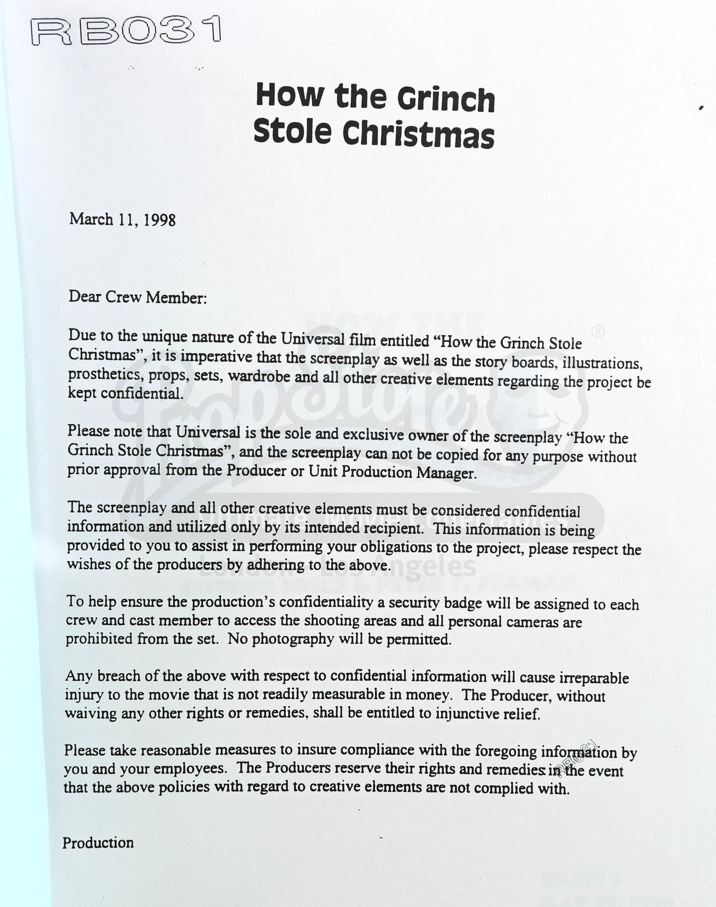 HOW THE GRINCH STOLE CHRISTMAS (2000) - Rick Baker’s Annotated Third ...