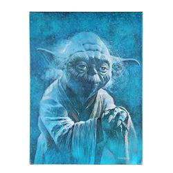 STAR WARS: THE LAST JEDI (2017) - Hand-Painted Yoda Portrait with Personalised Frank Oz Signature