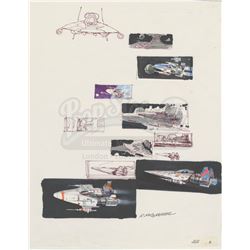 STAR WARS: RETURN OF THE JEDI (1983) - Hand-drawn Ralph McQuarrie A-Wing Fighter Thumbnail Sketches
