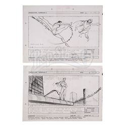 SUPERMAN II (1980) - Two Hand-Drawn Storyboards