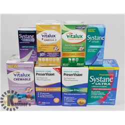 BAG OF ASST VITAMINS & EYE SOLUTIONS.