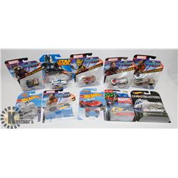 FLAT OF SEALED HOTWHEELS, MARVEL, STAR WARS CARS