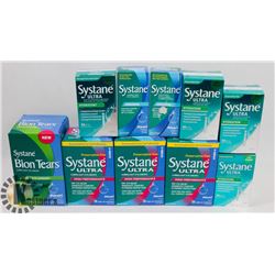 BAG OF ASST SYSTANE LUBRICATING EYE DROPS.