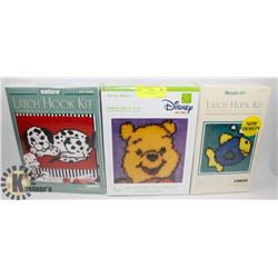 3 ASST LATCH HOOK KITS.