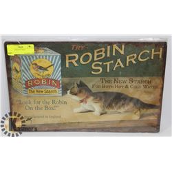 ROBIN STARCH TIN SIGN