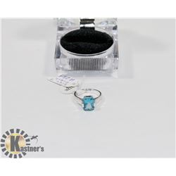 STERLING .925/SILVER STAMPED SIZE 7 CUBIC BLUE