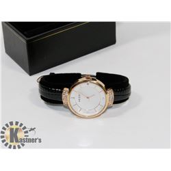 KEZZIE LADIES WATCH CUBIE STONES BLACK STRAP