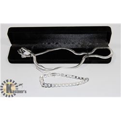 SILVER PLATED 2 PC SET 18" NECKLACE AND 8"