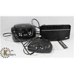 SYLVANIA CD, RADIO BOOM BOX, RCA ALARM CLOCK &