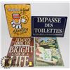Image 1 : LOT OF FOUR NEW! METAL DECORATIVE SIGNS (12" X 8")