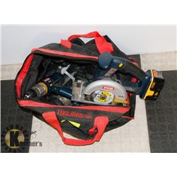 RYOBI SKILL SAW WITH DRILL, BATTERY & CHARGER IN