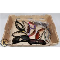 10 PAIRS OF SUNGLASSES INCL OAKLEY AND MORE.