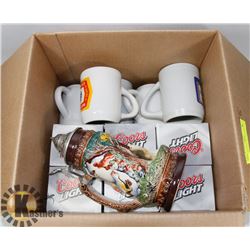 COLLECTOR STEIN WITH MISC BEER STEINS.