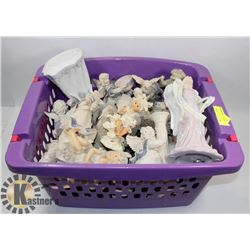BASKET OF ASSORTED FIGURES, MOSTLY ANGELS