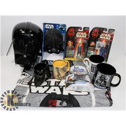 LOT OF STAR WARS COLLECTIBLES INCL VADER WALL