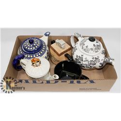LOT WITH COLLECTIBLE TEA POTS, TEA FOR ONE SET,