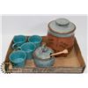 Image 1 : COOKIE AND HONEY JAR AND POTTERY TEA CUP