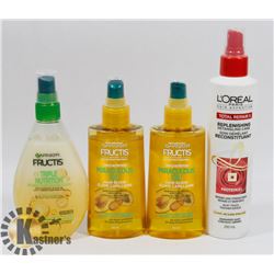 BAG OF HAIR OIL, DETANGLING SPRAY, AND MORE