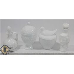 BOX OF VINTAGE MILK GLASS