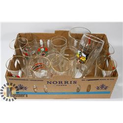 FLAT OF ASSORTED BEER GLASSES
