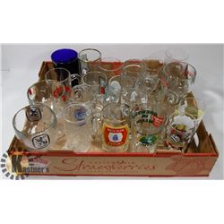 FLAT OF ASSORTED BEER GLASSES AND MUGS