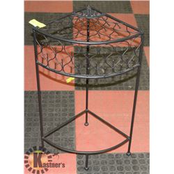 BLACK WROUGHT IRON CORNER ACCENT TABLE -  27"H