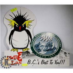 PAIR OF CARDBOARD BEER ADVERTISING POSTERS -