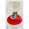 Image 1 : #8-GENUINE PURPLE AMETHYST& CZ  RING