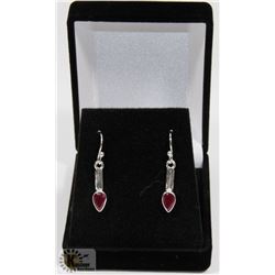 #90-RED RUBY DANGLING  EARRINGS