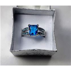 20) EMERALD CUT AQUAMARINE BLUE CZ
