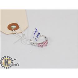 STERLING SILVER PINK CZ RING SIZE 7.