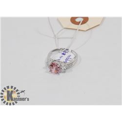 STERLING SILVER PINK CZ RING SIZE 9.