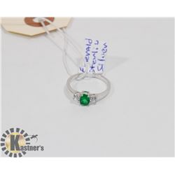 STERLING SILVER EMERALD CZ RING SIZE 6.