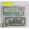 Image 1 : LOT OF 2 CANADA 1954,1937 $1 BILLS