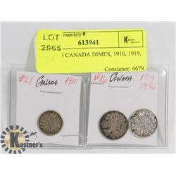 LOT OF 3 CANADA DIMES, 1910, 1919, 1936