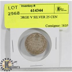 1919 GEORGE V SILVER 25 CENT COIN