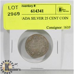 1929 CANADA SILVER 25 CENT COIN