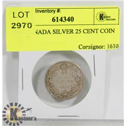 1919 CANADA SILVER 25 CENT COIN