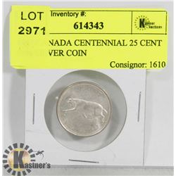 1967 CANADA CENTENNIAL 25 CENT 80% SILVER COIN