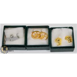 3 PAIRS OF REPLICA DESIGNER EARRINGS