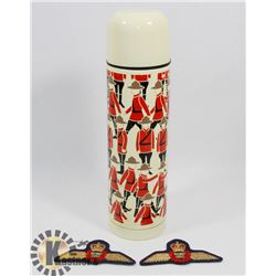 VINTAGE RCMP THERMOS WITH 2 COLLECTIBLE RCMP