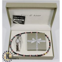 NEW COTE D'AZUR WATCH, NECKLACE AND EARRING