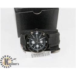 OMAX MENS WATCH WITH BLACK FACE, STAINLESS STEEL