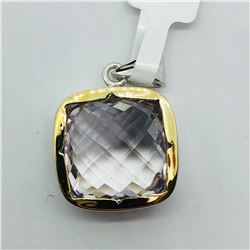 BRASS PINK AMETHYST PENDANT