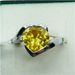 SILVER YELLOW CUBIC ZIRCONIA RING