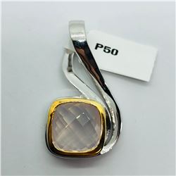 BRASS ROSE QUARTZ PENDANT