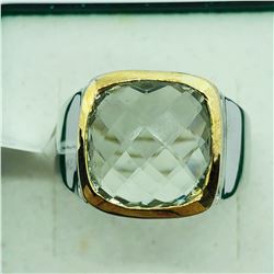 BRASS GREEN AMETHYST MEN'S RING