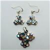 Image 1 : SILVER MOTHER OF PEARL EARRINGS & PENDANT SET