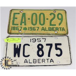 1957 & 1967 ALBERTA LICENCE PLATES
