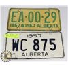 Image 1 : 1957 & 1967 ALBERTA LICENCE PLATES